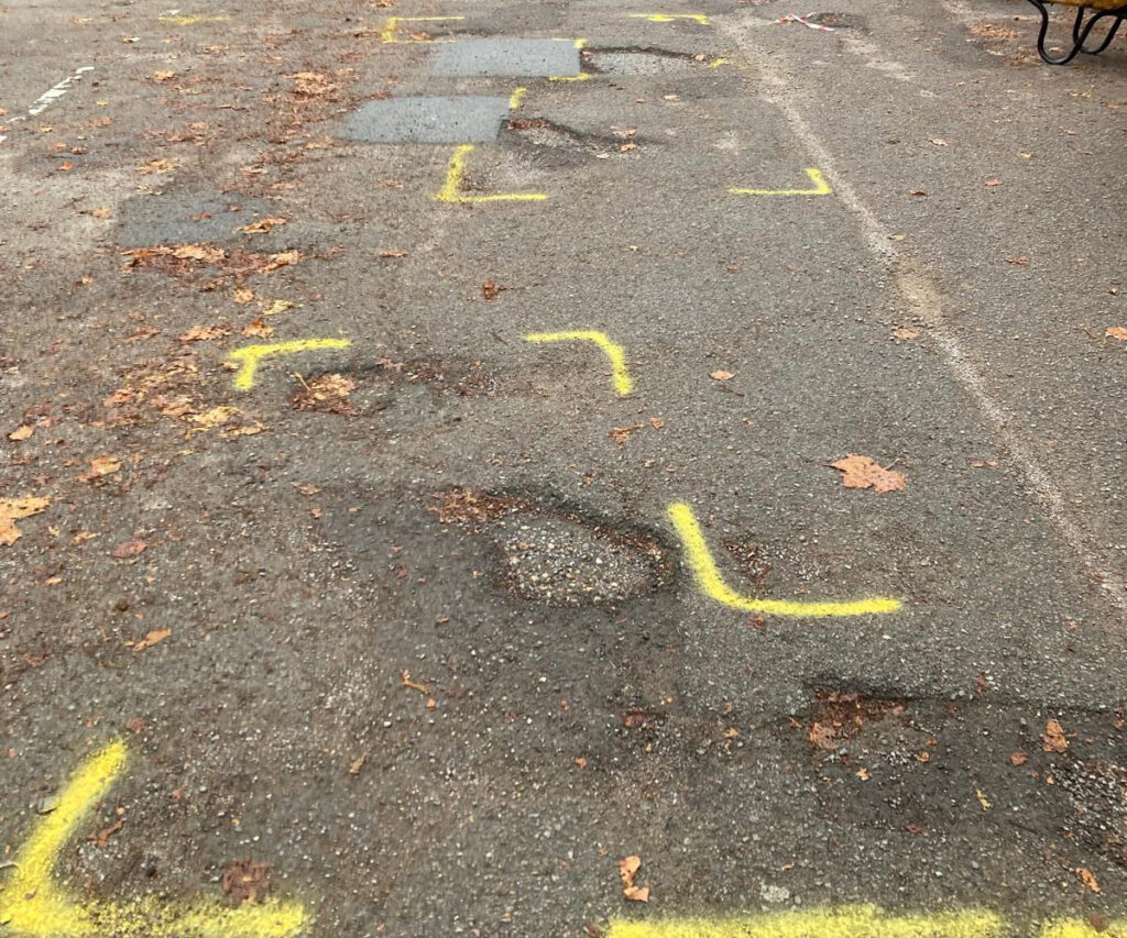 Tarmac patching work in car park