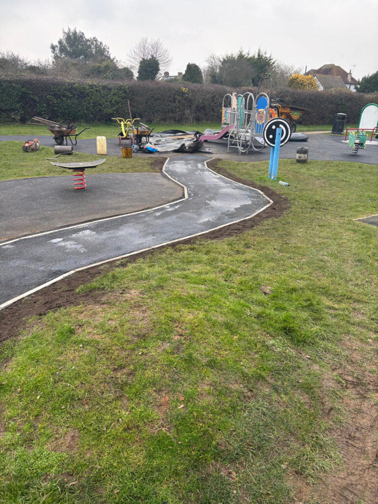 Footpath surfacing and edgings in playground