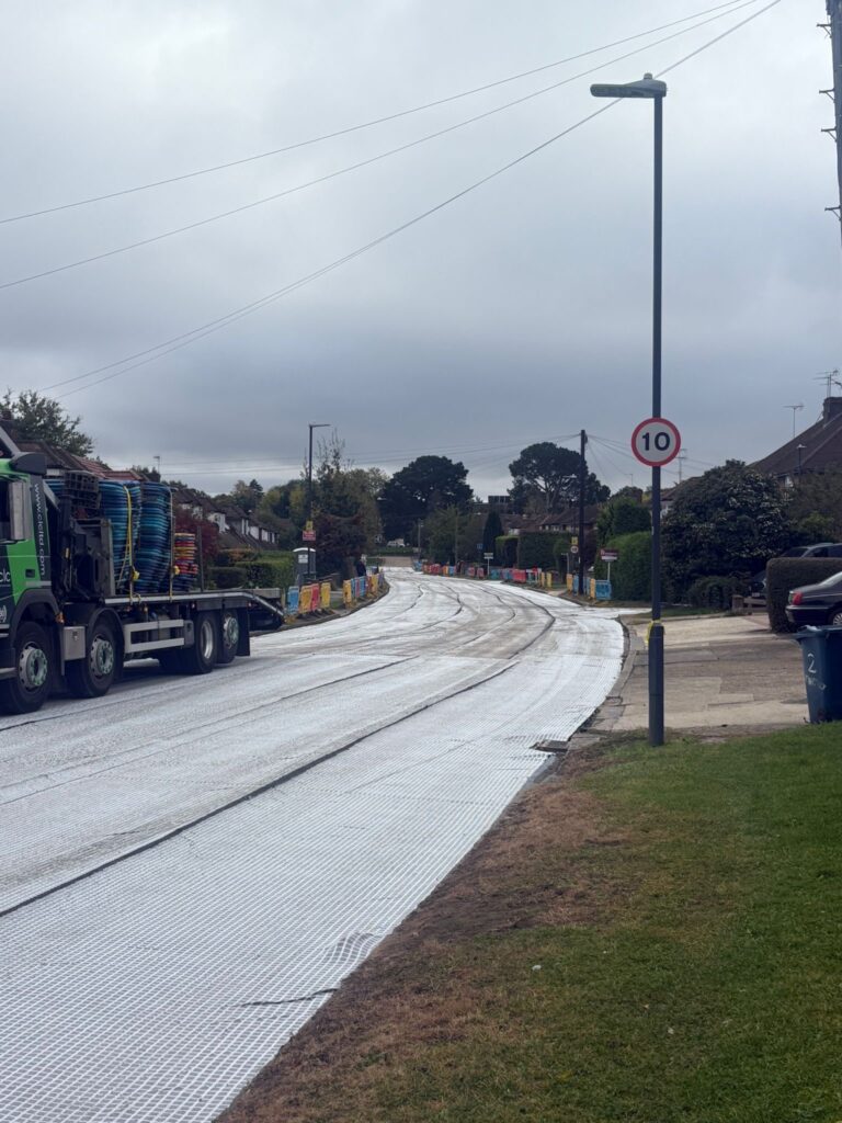 Anticrack laid ready for new road surfacing