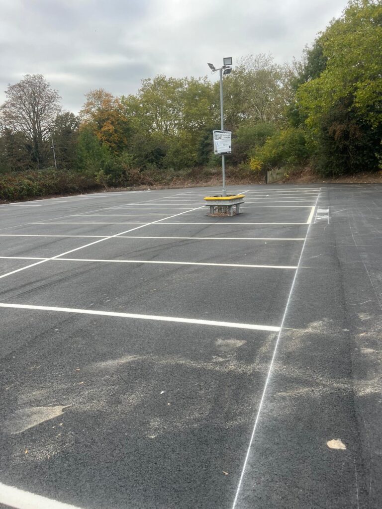 Car park bay lining underway
