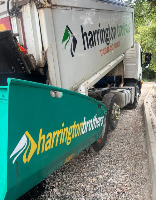 Tipping Tarmac Into Harrington Brothers Paver